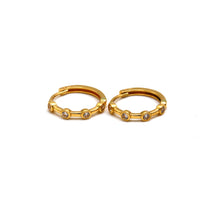 Real Gold Round Stone Hoop Earrings Set 6999 E1998