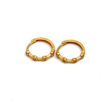 Real Gold Round Stone Hoop Earrings Set 6999 E1998