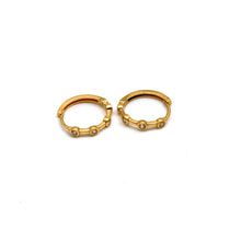 Real Gold Round Stone Hoop Earrings Set 6999 E1998