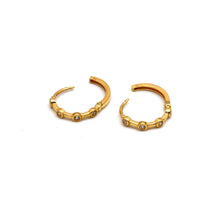Real Gold Round Stone Hoop Earrings Set 6999 E1998