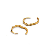 Real Gold Round Stone Hoop Earrings Set 6999 E1998