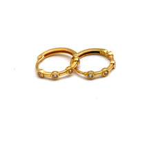 Real Gold Round Stone Hoop Earrings Set 6999 E1998