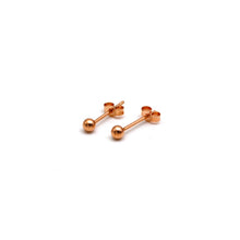 Real Gold 3 MM Ball Stud Rose Gold Earrings Set 0003 E1999