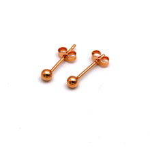 Real Gold 3 MM Ball Stud Rose Gold Earrings Set 0003 E1999