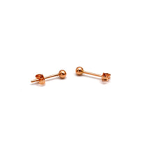 Real Gold 3 MM Ball Stud Rose Gold Earrings Set 0003 E1999