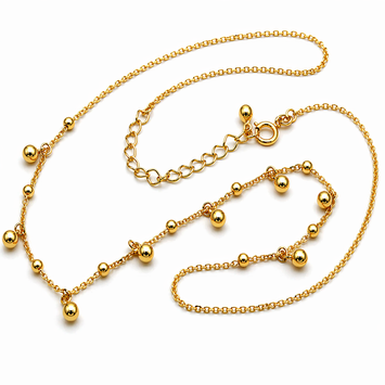 Real Gold 17 Dangler Balls Adjustable Size Necklace (40+5 = 45 C.M) 1246 N1544