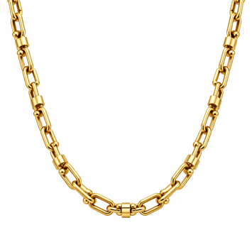 Real Gold Paperclip Bar Link Chain Necklace (45 C.M) 3552 N1575