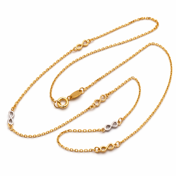 Real Gold 2 Color Five Infinity Necklace YW 1148 (40 C.M) N1534