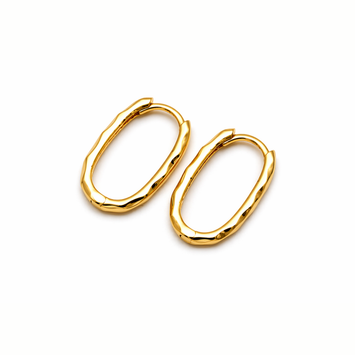 Real Gold Medium Size Oval Texture Earrings Set 3104 E1972