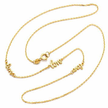 Real Gold Three Love Necklace 1178 (45 C.M) N1531