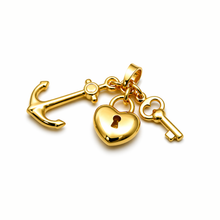 Real Gold Heart Key Anchor Pendant 5165 P 2035