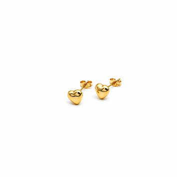 Real Gold 3D Small Heart Plain Earrings Set 0114 E1974