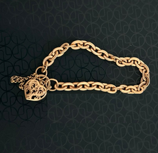 Real Gold TF Heart Lock Bracelet Adjustable Size 0846 BR1312