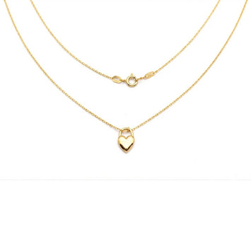 Real Gold One Sided Heart Lock Pendant Necklace 2876 (45 C.M) N1574