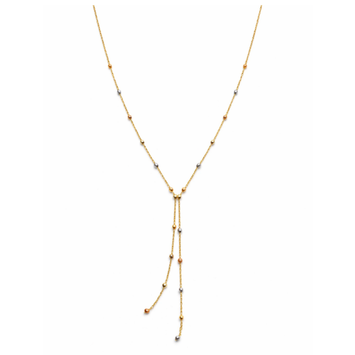 Real Gold 3 Color Textured Seed Ball 1.5 MM Necklace 0485 (40 C.M) N1523