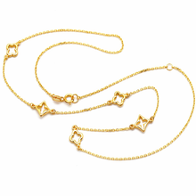 Real Gold 4 Clover Plain Adjustable Size Necklace 1464 N1524