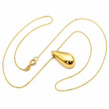 Real Gold Big One-Sided Teardrop Movable Hollow Necklace 1880 (45 C.M) N1525