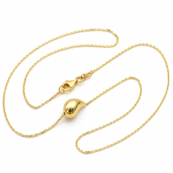 Real Gold 3d Teardrop Two-Sided Necklace 1471 (45 C.M) N1527