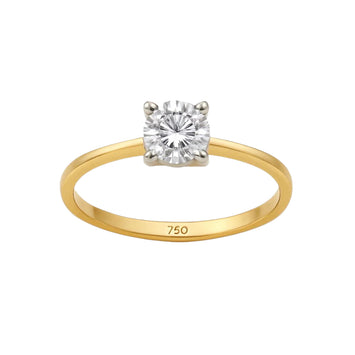 Real Gold 2 Color Luxury Solitaire Center Stone Ring 0254 (Size 8) R2497