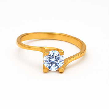 Real Gold Twisted Stone Ring 0255 (Size 10) R2486