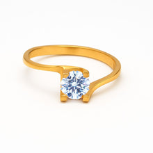 Real Gold Twisted Stone Ring 0255 (Size 4.5) R2481