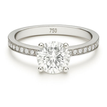 Real White Gold Luxury Solitaire Stone Ring 0233-W (Size 9) R2464