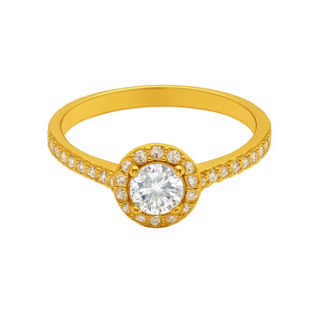 Real Gold Round Stone Ring 0125 (SIZE 6) R1644