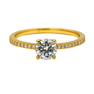 Real Gold Solitaire Luxury Stone Ring 0236 (Size 5) R2706