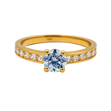 Real Gold Luxury Covered Solitaire Stone Ring 0232 (Size 9) R2203