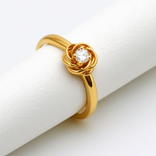 Real Gold Flower Stone Ring 0425 (Size 10) R2126
