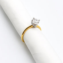 Real Gold 2 Color Plain Solitaire Stone Ring 0016 (Size 7.5) R1982