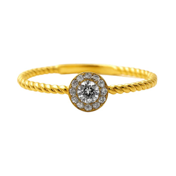 Real Gold Rope Twisted Luxury Stone Ring 0377 (SIZE 9) R1974