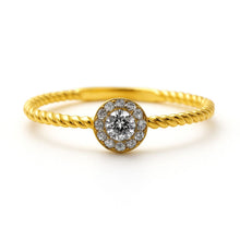 Real Gold Rope Twisted Luxury Stone Ring 0377 (SIZE 7.5) R1725
