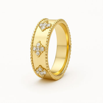 Real Gold Elegant Clover Stone Ring (Size 6.5) - Model GZJVN 1643 R2676