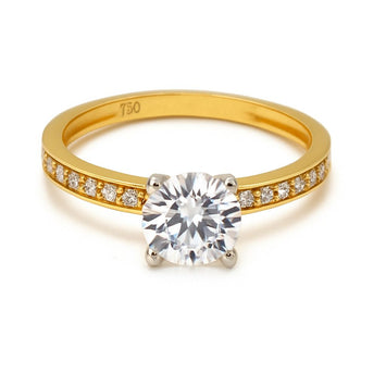 Real Gold 2 Color Luxury Solitaire Stone Ring 0233-Y (Size 10) R2470