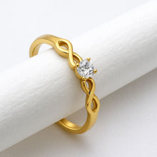 Real Gold Infinity Center Stone Ring 0523 (Size 10) R2178