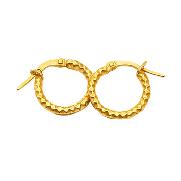 Real Gold Round Glittering Textured Clip Earring Set 6340 E1780