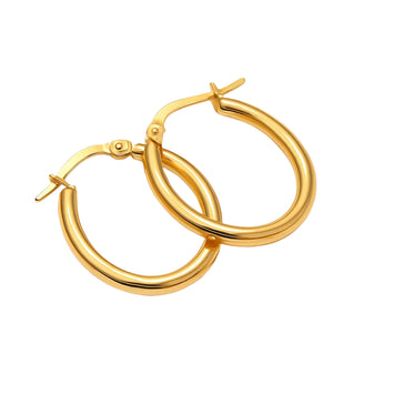 Real Gold Oval Plain Small Loop Earring Set 5359 E1775