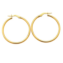 Real Gold Round Plain Loop Earring Set ( 3 cm ) 5501/2 E1769