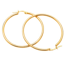 Real Gold Round Plain Loop Earring Set ( 4 cm ) 5503 E1767