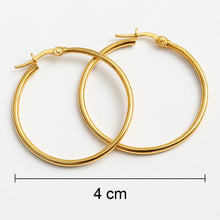 Real Gold Round Plain Loop Earring Set ( 4 cm ) 5503 E1767