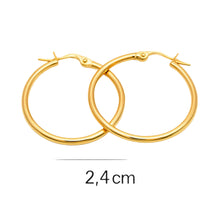 Real Gold Round Plain Loop Earring Set ( 2.4 cm ) 5500 E1770