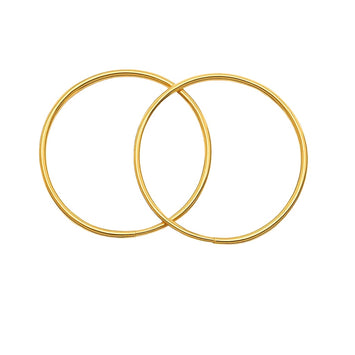 Real Gold Round Plain Loop Earrings Set (3.1 cm) - Model 0001/25/10M E1937