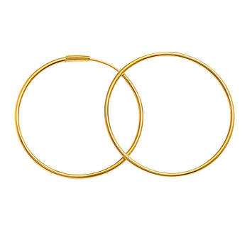Real Gold Round Plain Loop Earrings Set (3.6 cm) - Model 0001/30/10M E1936
