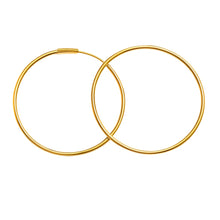 Real Gold Round Plain Loop Earrings Set (3.6 cm) - Model 0001/30/10M E1936