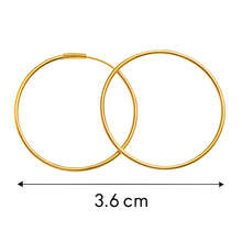 Real Gold Round Plain Loop Earrings Set (3.6 cm) - Model 0001/30/10M E1936