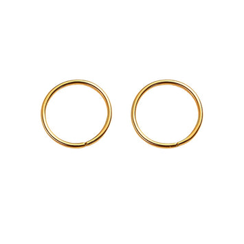 Real Gold Round Plain Loop Earrings Set (1.3 cm) - Model 0008/10/10M E1940