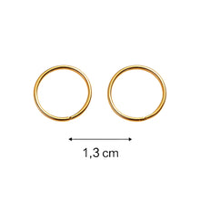 Real Gold Round Plain Loop Earrings Set (1.3 cm) - Model 0008/10/10M E1940