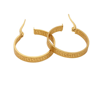 Real Gold Maze Hoop Round Clip Earring Set - Model 6320 E1948