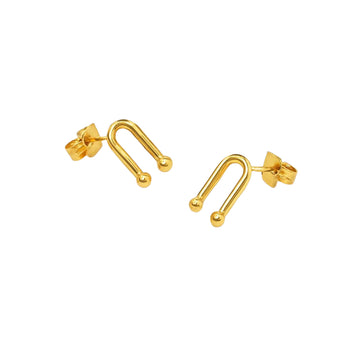 Real Gold 3D GZTF Hardware Medium U Link Stud Earring Set  - Model 8980 E1943